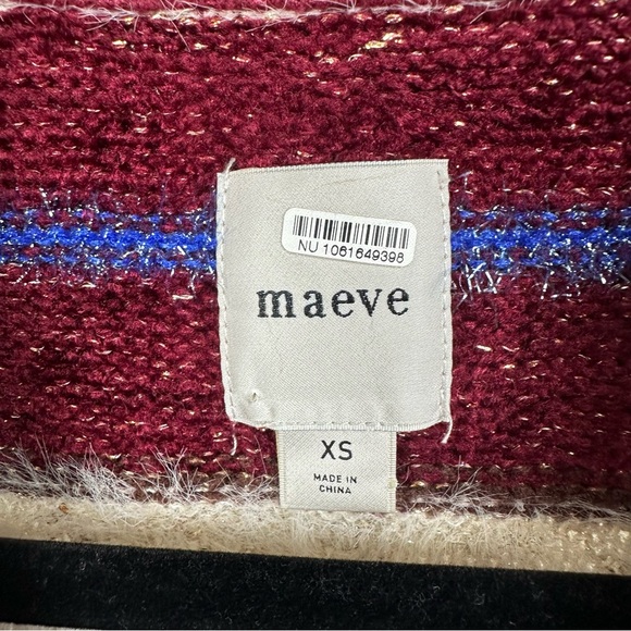 Maeve Fuzzy Stripe Cardigan Sweater XS Multicolor Blue Playful Preppy Trendy - Picture 5 of 9
